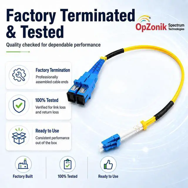 Alt view image 7 of 7 - 1FT LC to SC Fiber Optic Adapter Cable Singlemode 9/125um Duplex, LC Male to SC Female Fiber Adapter Cable 0.3 Meter (1FT)