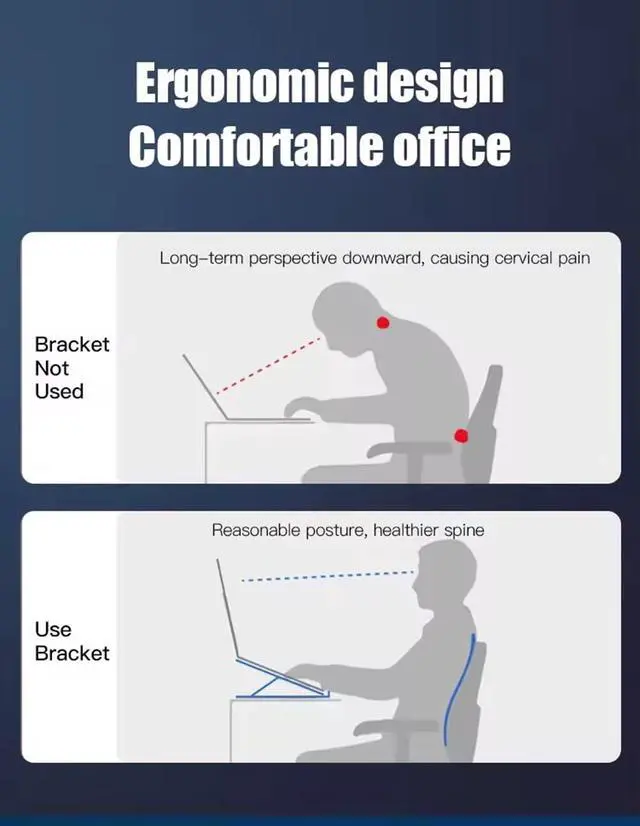Alt view image 5 of 7 - Laptop Stand with Docking Station for Desk,4 in 1(1*USB-C,3*USB-A) RGB Laptop Stand,Foldable Portable Cooling Laptop Holder,Adjustable for 12-18 inch Laptops,Tablet (Black)