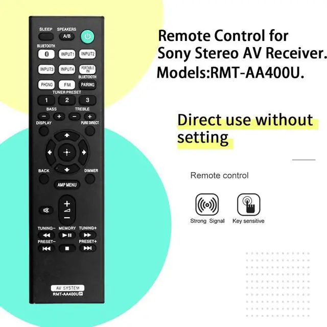 Alt view image 4 of 7 - RMT-AA400U Replacement Remote Control for Sony Stereo RMTAA400U STRDH190 STR-DH190 AV Receiver Home Theater System