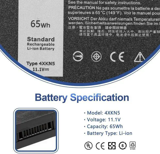 Alt view image 2 of 7 - 4XKN5 CJ2K1 65Wh Laptop Battery for Dell Latitude 5404 5414 E5404 | 4XKN5 CJ2K1 65Wh Laptop Battery for Dell Latitude 5404 5414 E5404