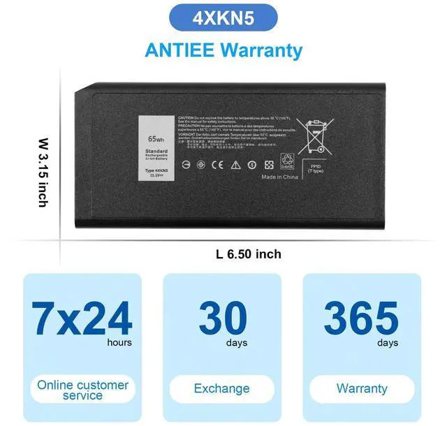 Alt view image 7 of 7 - 4XKN5 CJ2K1 65Wh Laptop Battery for Dell Latitude 5404 5414 E5404 | 4XKN5 CJ2K1 65Wh Laptop Battery for Dell Latitude 5404 5414 E5404