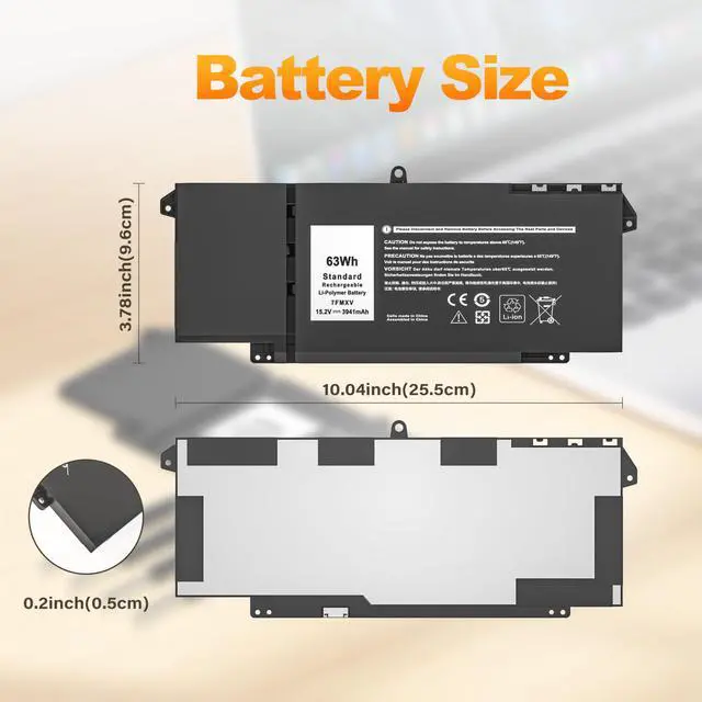 Alt view image 6 of 7 - 7FMXV 63Wh Battery for Dell Latitude 5320 7320 7420 7520 TN2GY 9JM74M1JN | Replacement for P133G P134G P135G P136G P138G P139G P110F 1PP63 Laptop15.2V 3941mAh