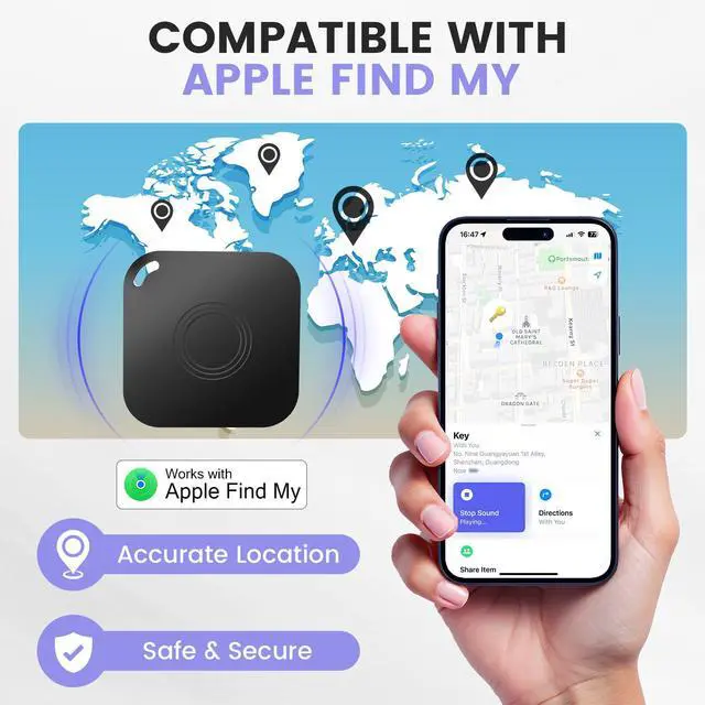 Alt view image 2 of 6 - 4 Pack Air Tracker Tag, Smart Bluetooth Luggage Tracker Compatible with Apple Find My APP(iOS Only), Anti-Lost Item Locator for Keys Wallet Pets and Luggage, Waterproof with Replaceable Batter