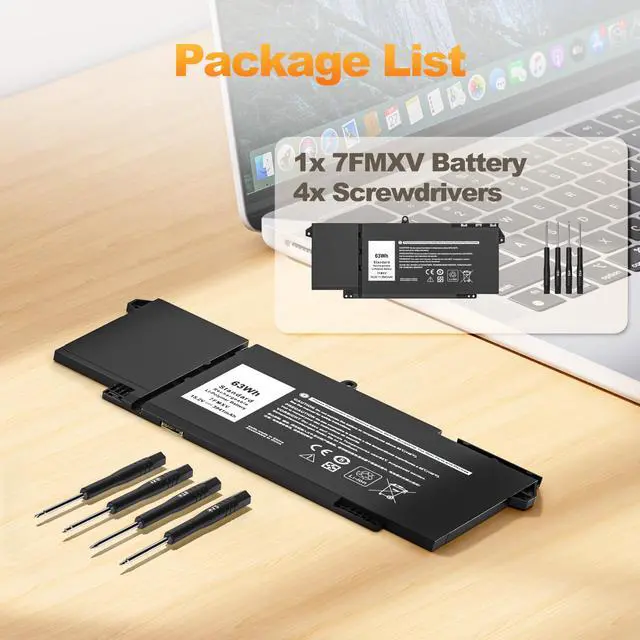 Alt view image 7 of 7 - 7FMXV 63Wh Battery for Dell Latitude 5320 7320 7420 7520 TN2GY 9JM74M1JN | Replacement for P133G P134G P135G P136G P138G P139G P110F 1PP63 Laptop15.2V 3941mAh