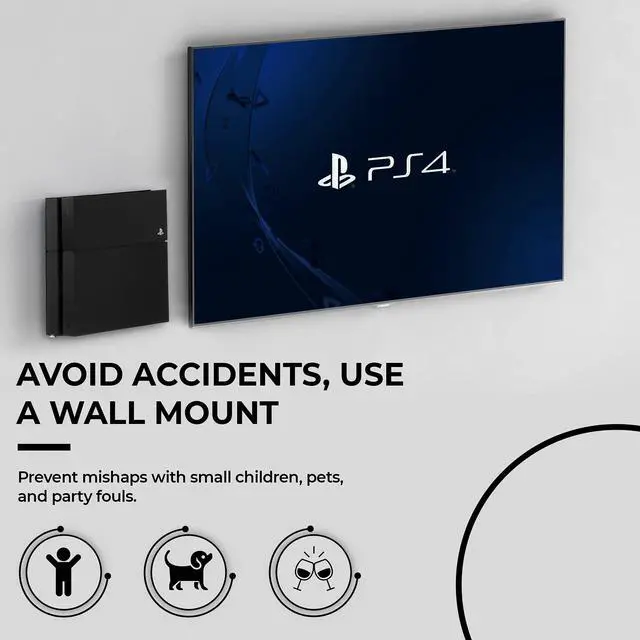 Alt view image 3 of 6 - Wall Mount Compatible with Original PS4 Fat Version | Mount on Wall or Back of TV with VESA Pattern, Does Not Work with Slim or Pro PS4, Hardware Included
