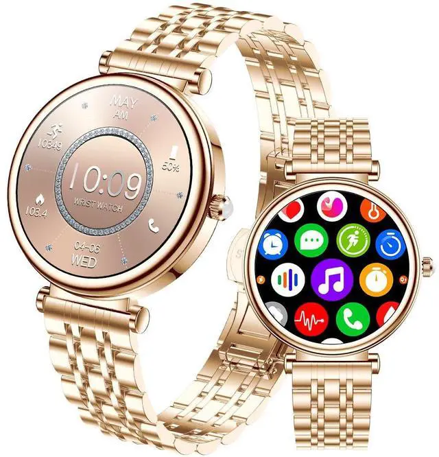 Main image of Watch for Women, 1.25" AMOLED HD Screen Women's Smartwatch, Fitness Tracker with Heart Rate/Sleep Monitor, Bluetooth Call, IP67 Waterproof, Compatible with iOS & Android (Gold)