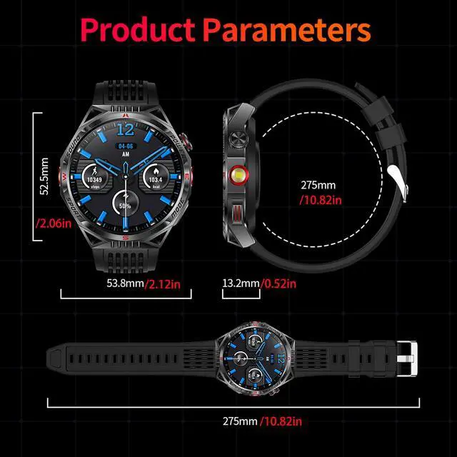 Alt view image 6 of 7 - 1.85AMOLED Smart Watch for Men(Answer/Make Calls), LED Lighting, 5ATM Waterproof Fitness Watch with Heart Rate, SpO2, Blood Pressure, Bluetooth Smartwatch for Android iPhone, with 3 Bands (Silver)