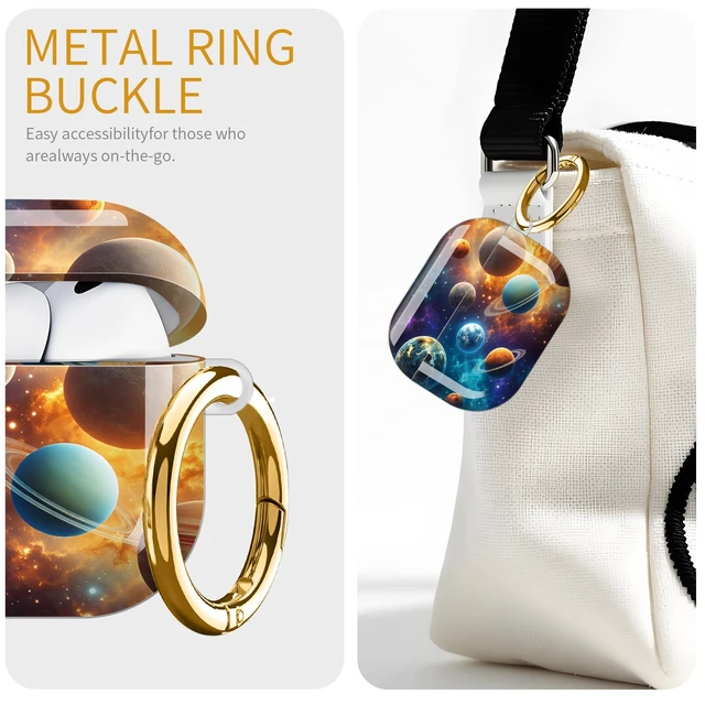 Alt view image 2 of 6 - Case for AirPod Pro 3 Case 2025, Slim Shockproof Protective Cover with Keychain Ring, Wireless Charging Compatible, Stylish Durable Design for Women(Planets Stars Galaxy Space)