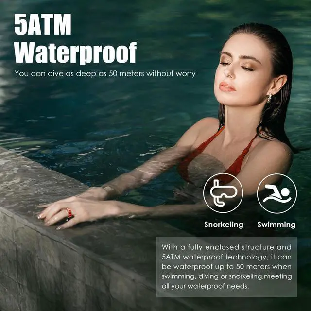 Alt view image 6 of 6 - Smart Ring, Classic Clover Fitness Trackers, Large-Capacity Battery, Fitness/Sleep/Stress/Temperature Tracker for Women & Men, 5ATM Waterproof, iOS & Android Compatible, Black, APP Fees (10)