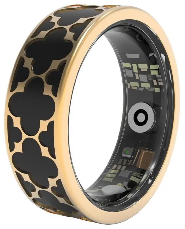 Main image of Smart Ring, Classic Clover Fitness Trackers, Large-Capacity Battery, Fitness/Sleep/Stress/Temperature Tracker for Women & Men, 5ATM Waterproof, iOS & Android Compatible, Black, APP Fees (10)