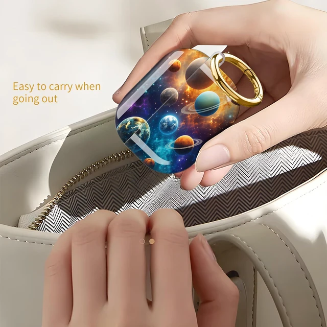 Alt view image 6 of 6 - Case for AirPod Pro 3 Case 2025, Slim Shockproof Protective Cover with Keychain Ring, Wireless Charging Compatible, Stylish Durable Design for Women(Planets Stars Galaxy Space)