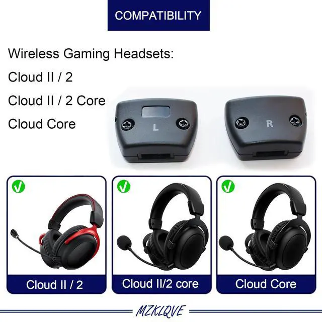 Alt view image 2 of 5 - Cloud II Hinge Clamps - Replacement Hinge Side Buckles Parts for HyperX Cloud 2, Cloud Core, Cloud II Core Wireless Headsets (Left + Right)