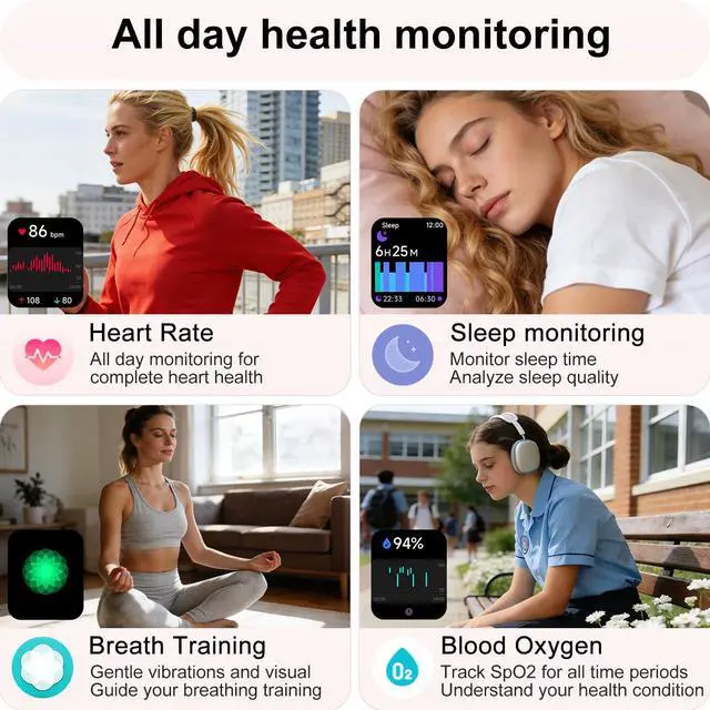 Alt view image 4 of 6 - Smart Watch with Alexa & Bluetooth Calling-1.83" HD Touchscreen Fitness Watch, Fitness Tracker w/Heart Rate/Sleep Monitor, 30-Day Standby, 120+ Sports Modes, IP68 Waterproof Smartwatch for Android iOS