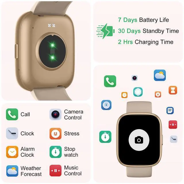 Alt view image 6 of 6 - Smart Watch with Alexa & Bluetooth Calling-1.83" HD Touchscreen Fitness Watch, Fitness Tracker w/Heart Rate/Sleep Monitor, 30-Day Standby, 120+ Sports Modes, IP68 Waterproof Smartwatch for Android iOS