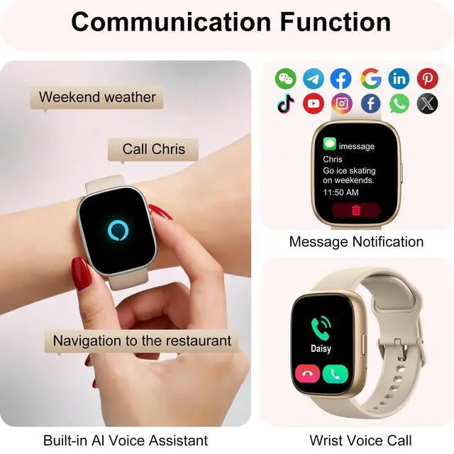 Alt view image 3 of 6 - Smart Watch with Alexa & Bluetooth Calling-1.83" HD Touchscreen Fitness Watch, Fitness Tracker w/Heart Rate/Sleep Monitor, 30-Day Standby, 120+ Sports Modes, IP68 Waterproof Smartwatch for Android iOS