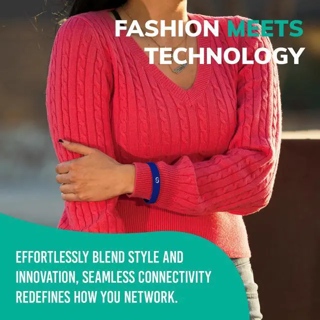 Alt view image 4 of 6 - Smart Silicone Digital Business Card Wristband with Tap to Share | Premium Quality, QR Code Profile, App-Free Smart Wristband for Networking, Blue