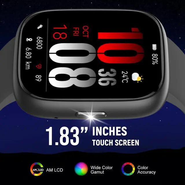 Alt view image 2 of 6 - Smart Watch with Alexa & Bluetooth Calling-1.83" HD Touchscreen Fitness Watch, Fitness Tracker w/Heart Rate/Sleep Monitor, 30-Day Standby, 120+ Sports Modes, IP68 Waterproof Smartwatch for Android iOS