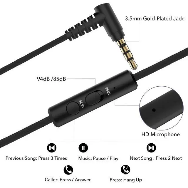 Alt view image 4 of 6 - K5 Kids Headphones with Microphone for shchool, Volume Limiter 85/94dB, Foldable Stereo Tangle-Free 3.5mm Jack Wired Cord On-Ear Headphones for Children/Boys/Girls/Kindle/Tablet/MP3/4 (Black)