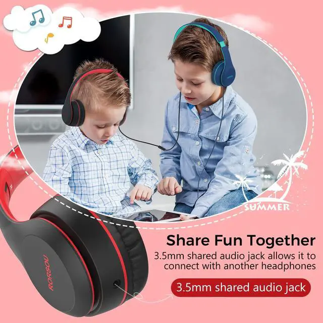 Alt view image 5 of 6 - K5 Kids Headphones with Microphone for shchool, Volume Limiter 85/94dB, Foldable Stereo Tangle-Free 3.5mm Jack Wired Cord On-Ear Headphones for Children/Boys/Girls/Kindle/Tablet/MP3/4 (Black)