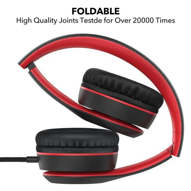 Alt view image 2 of 6 - K5 Kids Headphones with Microphone for shchool, Volume Limiter 85/94dB, Foldable Stereo Tangle-Free 3.5mm Jack Wired Cord On-Ear Headphones for Children/Boys/Girls/Kindle/Tablet/MP3/4 (Black)