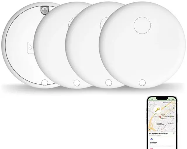 Main image of Air Tracker Tags Mini with Apple Find My APP (iOS Only), Tracking Device Locator Looshall Tag Finder and Item Locator for Luggage, Keys, Wallet, Bike, Pets, Bags (White4pack)