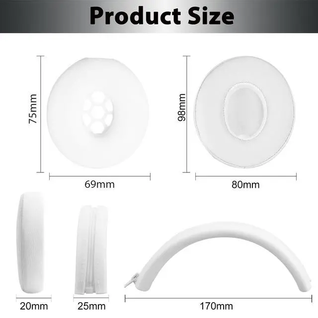 Alt view image 6 of 6 - Solo3 Ear Pads & Ear Covers & Headband Cover for Beats Solo 3 & Solo 2 Wireless Headphones, Protein Leather Solo3 Earpad Replacement Accessories Silicone Sweat Covers - White
