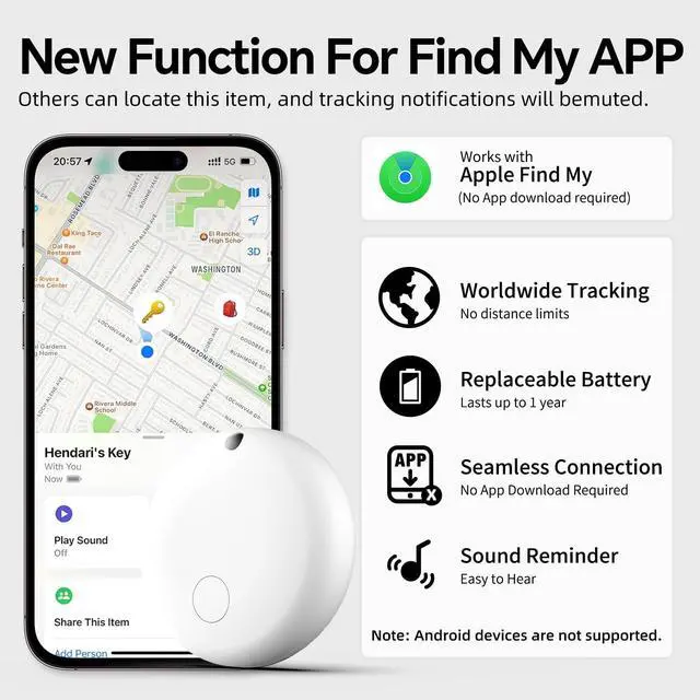 Alt view image 3 of 7 - Air Tracker Tags Mini with Apple Find My APP (iOS Only), Tracking Device Locator Looshall Tag Finder and Item Locator for Luggage, Keys, Wallet, Bike, Pets, Bags (White4pack)