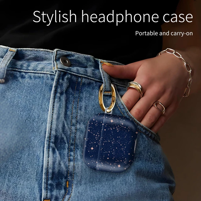 Alt view image 3 of 6 - Compatiable with AirPod 4 Protective Case 2024, Soft Protective Case with Keychain for Women,Cute Shockproof Charging Case Cover for AirPod 4(Magic Cosmic Sky)