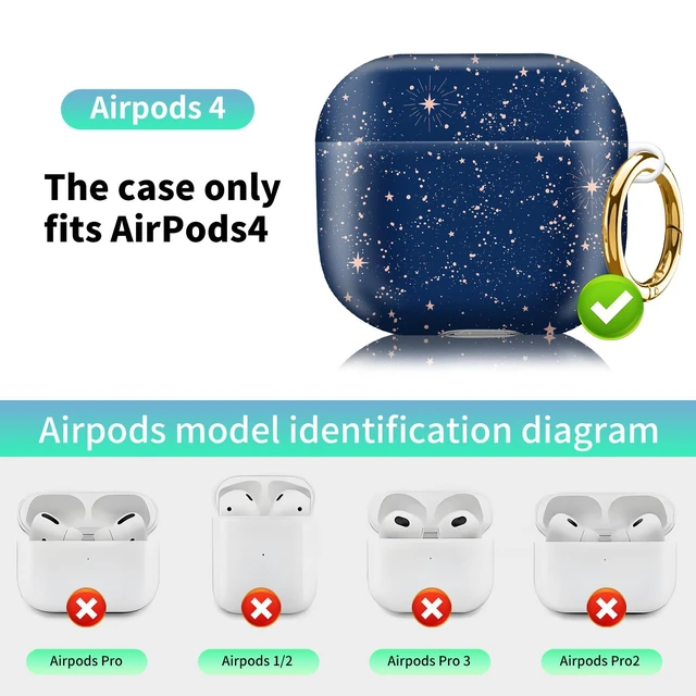 Alt view image 4 of 6 - Compatiable with AirPod 4 Protective Case 2024, Soft Protective Case with Keychain for Women,Cute Shockproof Charging Case Cover for AirPod 4(Magic Cosmic Sky)