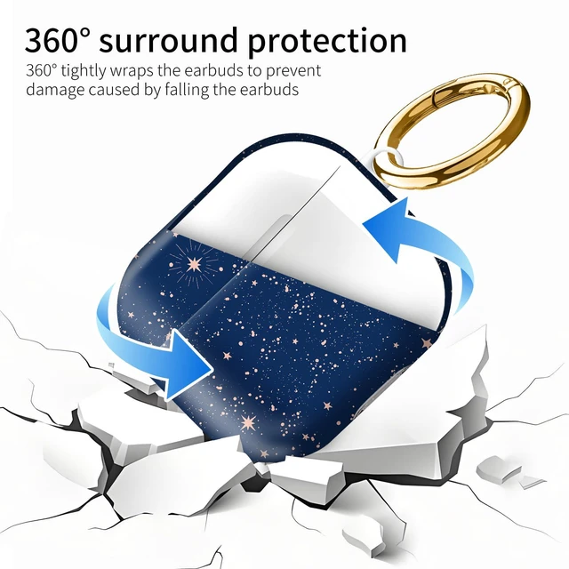 Alt view image 5 of 6 - Compatiable with AirPod 4 Protective Case 2024, Soft Protective Case with Keychain for Women,Cute Shockproof Charging Case Cover for AirPod 4(Magic Cosmic Sky)