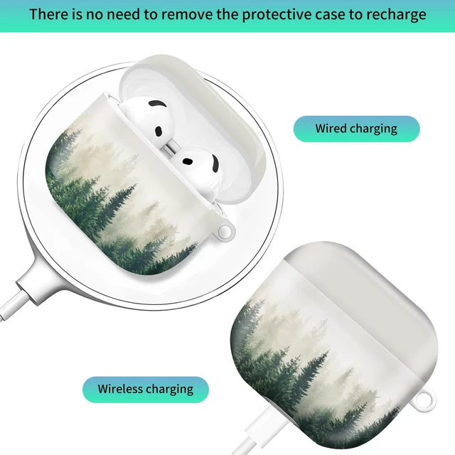 Alt view image 2 of 6 - Compatiable with AirPod 4 Protective Case 2024, Soft Protective Case with Keychain for Women,Cute Shockproof Charging Case Cover for AirPod 4(Forest Tree)