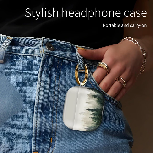 Alt view image 3 of 6 - Compatiable with AirPod 4 Protective Case 2024, Soft Protective Case with Keychain for Women,Cute Shockproof Charging Case Cover for AirPod 4(Forest Tree)