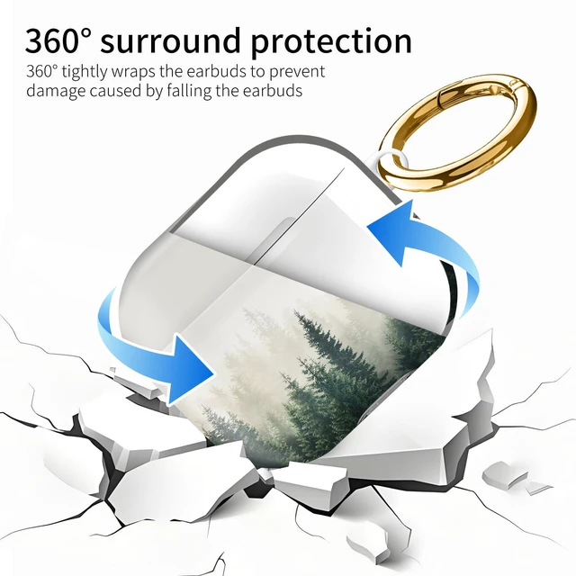 Alt view image 5 of 6 - Compatiable with AirPod 4 Protective Case 2024, Soft Protective Case with Keychain for Women,Cute Shockproof Charging Case Cover for AirPod 4(Forest Tree)