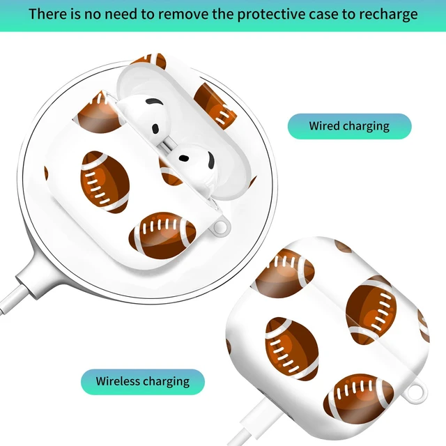 Alt view image 2 of 6 - Compatiable with AirPod 4 Protective Case 2024, Soft Protective Case with Keychain for Women,Cute Shockproof Charging Case Cover for AirPod 4(American Football)