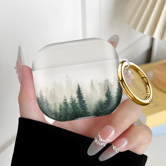 Alt view image 6 of 6 - Compatiable with AirPod 4 Protective Case 2024, Soft Protective Case with Keychain for Women,Cute Shockproof Charging Case Cover for AirPod 4(Forest Tree)