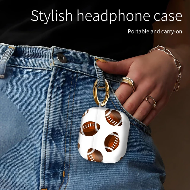 Alt view image 3 of 6 - Compatiable with AirPod 4 Protective Case 2024, Soft Protective Case with Keychain for Women,Cute Shockproof Charging Case Cover for AirPod 4(American Football)
