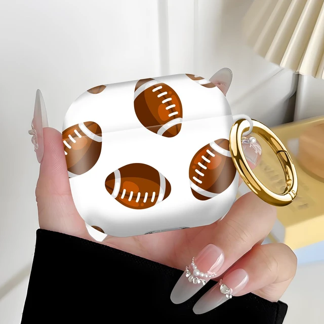 Alt view image 6 of 6 - Compatiable with AirPod 4 Protective Case 2024, Soft Protective Case with Keychain for Women,Cute Shockproof Charging Case Cover for AirPod 4(American Football)