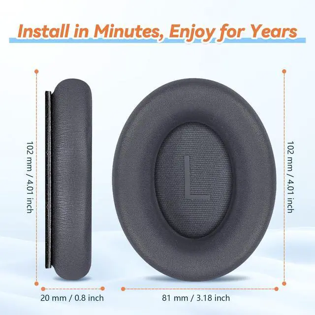 Alt view image 5 of 6 - Replacement Ear Pads for Bose QuietComfort 45 35 ii (QC45 QC35) Headphones, Earpads Cushions for QC SE SC & New Quiet Comfort (Deep Bass), with Softer Foam & Protein Leather (Eclipse Grey)