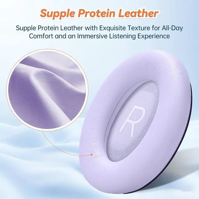 Alt view image 2 of 6 - Replacement Ear Pads for Bose QuietComfort 45 35 ii (QC45 QC35) Headphones, Earpads Cushions for QC SE SC & New Quiet Comfort (Deep Bass), with Softer Foam & Protein Leather (Chilled Lilac)