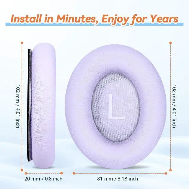 Alt view image 5 of 6 - Replacement Ear Pads for Bose QuietComfort 45 35 ii (QC45 QC35) Headphones, Earpads Cushions for QC SE SC & New Quiet Comfort (Deep Bass), with Softer Foam & Protein Leather (Chilled Lilac)