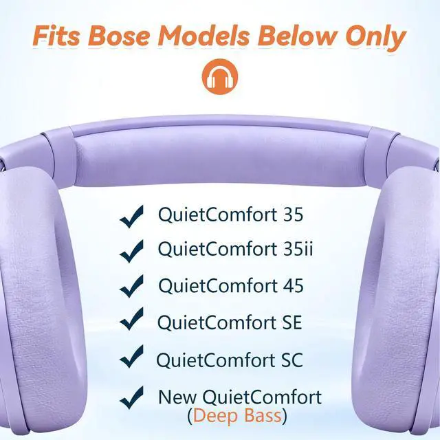 Alt view image 6 of 6 - Replacement Ear Pads for Bose QuietComfort 45 35 ii (QC45 QC35) Headphones, Earpads Cushions for QC SE SC & New Quiet Comfort (Deep Bass), with Softer Foam & Protein Leather (Chilled Lilac)