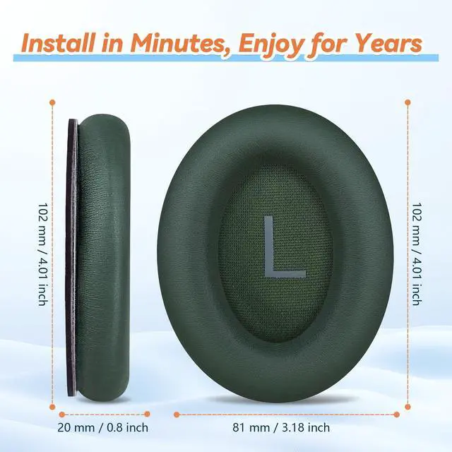 Alt view image 5 of 6 - Replacement Ear Pads for Bose QuietComfort 45 35 ii (QC45 QC35) Headphones, Earpads Cushions for QC SE SC & New Quiet Comfort (Deep Bass), with Softer Foam & Protein Leather (Cypress Green)