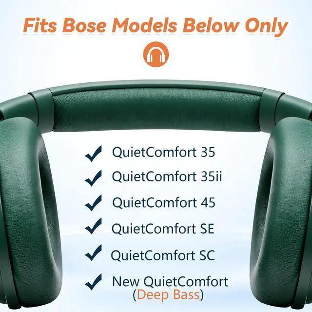 Alt view image 6 of 6 - Replacement Ear Pads for Bose QuietComfort 45 35 ii (QC45 QC35) Headphones, Earpads Cushions for QC SE SC & New Quiet Comfort (Deep Bass), with Softer Foam & Protein Leather (Cypress Green)