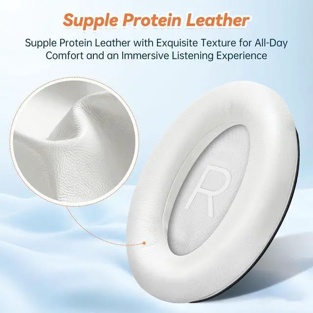 Alt view image 2 of 6 - Replacement Ear Pads for Bose QuietComfort 45 35 ii (QC45 QC35) Headphones, Anti-Tear Earpads Cushions for QC SE SC & New Quiet Comfort (Deep Bass), Softer Foam & Leather (White)
