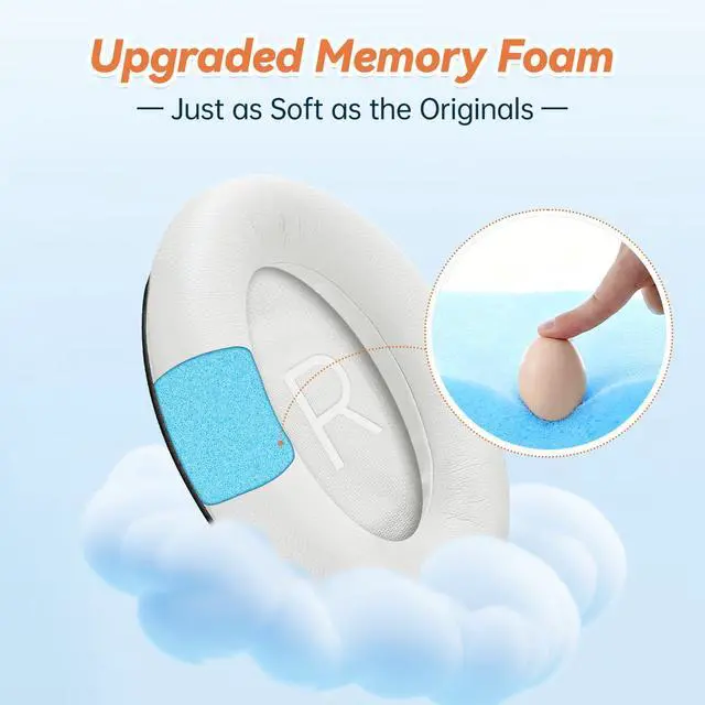 Alt view image 3 of 6 - Replacement Ear Pads for Bose QuietComfort 45 35 ii (QC45 QC35) Headphones, Anti-Tear Earpads Cushions for QC SE SC & New Quiet Comfort (Deep Bass), Softer Foam & Leather (White)
