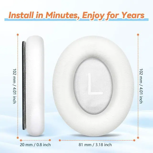 Alt view image 5 of 6 - Replacement Ear Pads for Bose QuietComfort 45 35 ii (QC45 QC35) Headphones, Anti-Tear Earpads Cushions for QC SE SC & New Quiet Comfort (Deep Bass), Softer Foam & Leather (White)