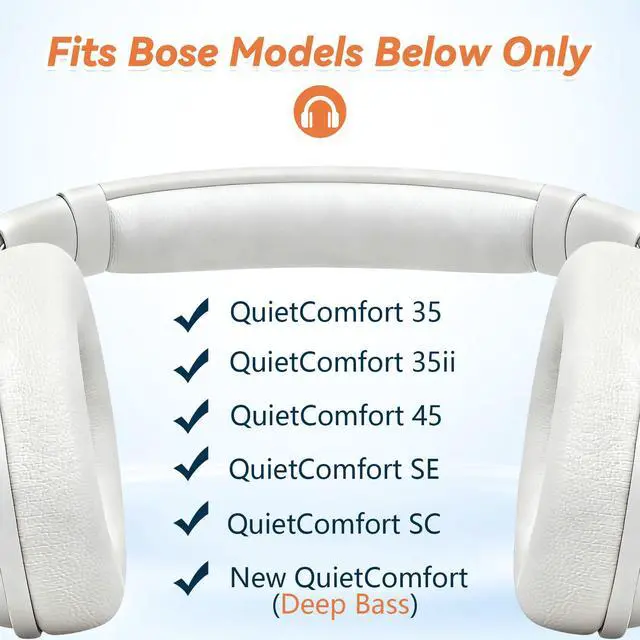 Alt view image 6 of 6 - Replacement Ear Pads for Bose QuietComfort 45 35 ii (QC45 QC35) Headphones, Anti-Tear Earpads Cushions for QC SE SC & New Quiet Comfort (Deep Bass), Softer Foam & Leather (White)