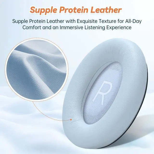 Alt view image 2 of 6 - Replacement Ear Pads for Bose QuietComfort 45 35 ii (QC45 QC35) Headphones, Earpads Cushions for QC SE SC & New Quiet Comfort (Deep Bass), with Softer Foam & Protein Leather (Moonstone Blue)