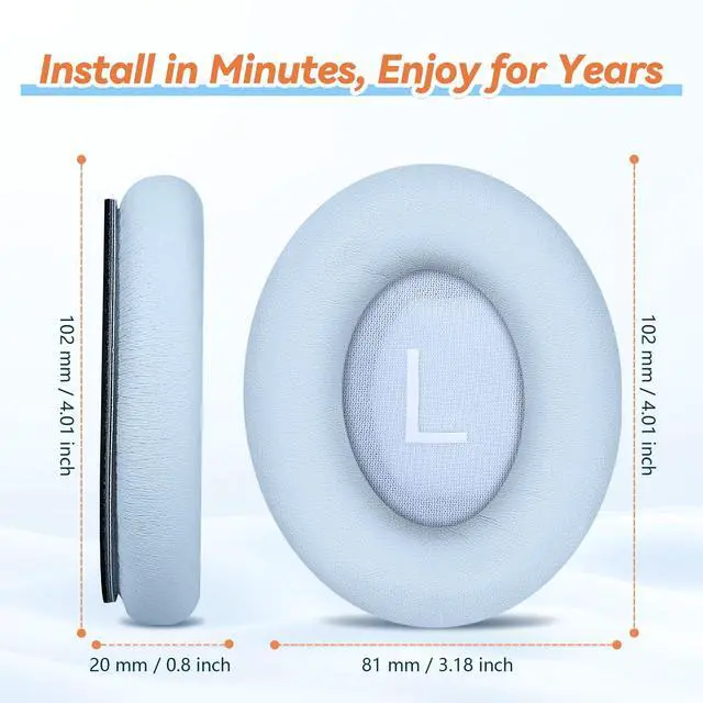 Alt view image 5 of 6 - Replacement Ear Pads for Bose QuietComfort 45 35 ii (QC45 QC35) Headphones, Earpads Cushions for QC SE SC & New Quiet Comfort (Deep Bass), with Softer Foam & Protein Leather (Moonstone Blue)