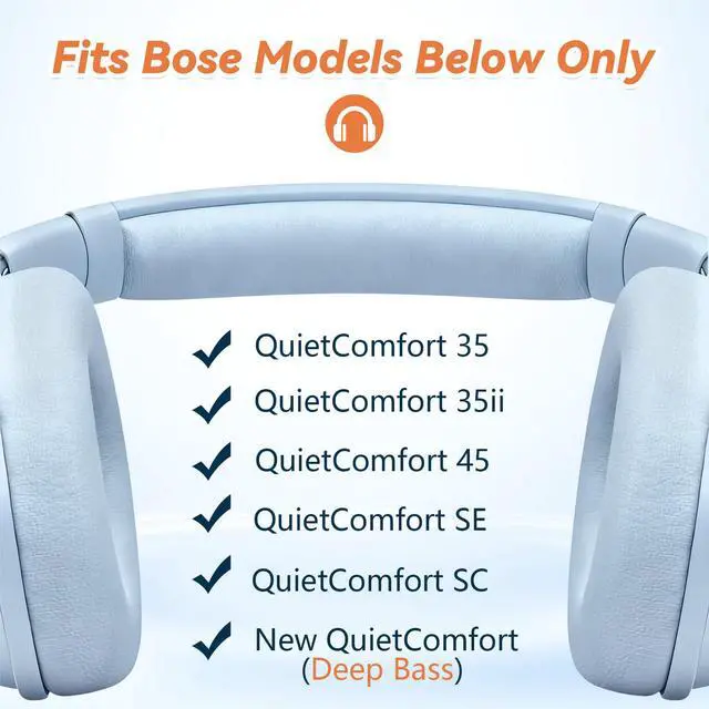 Alt view image 6 of 6 - Replacement Ear Pads for Bose QuietComfort 45 35 ii (QC45 QC35) Headphones, Earpads Cushions for QC SE SC & New Quiet Comfort (Deep Bass), with Softer Foam & Protein Leather (Moonstone Blue)